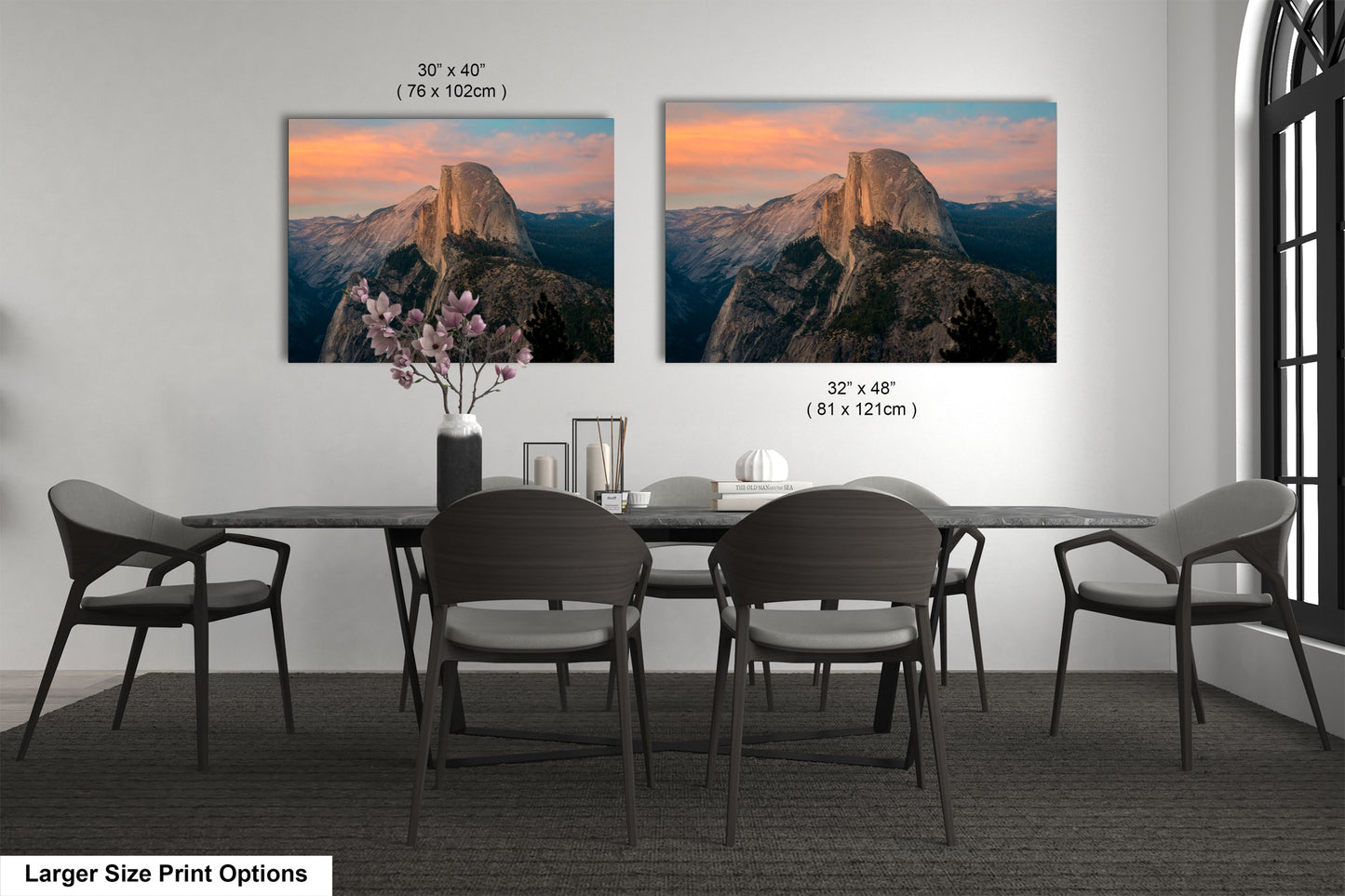 a dining room with a table and chairs