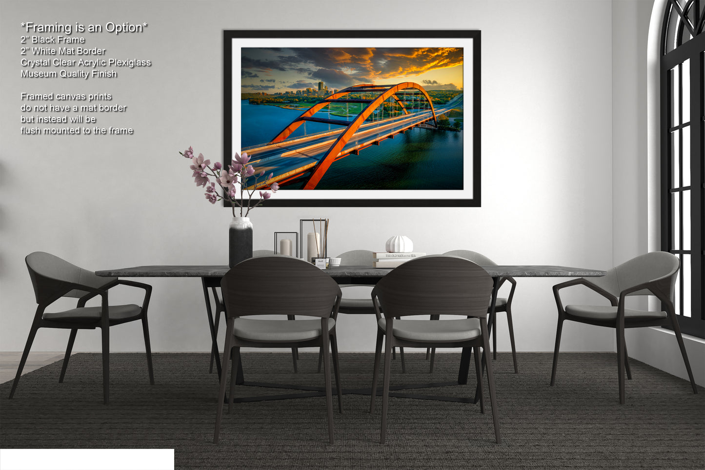 a dining room with a table and chairs
