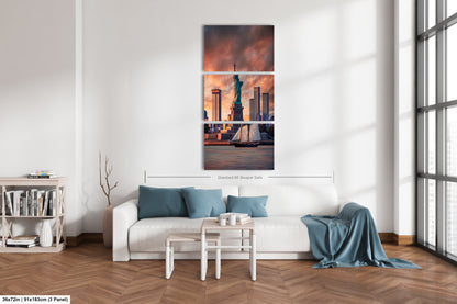 a living room filled with furniture and a painting on the wall