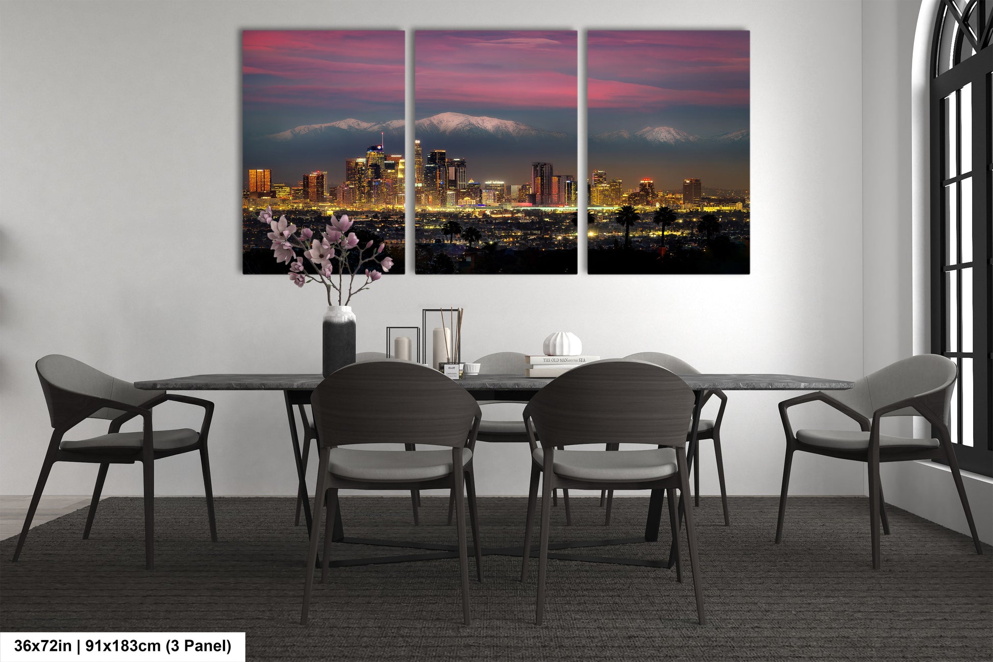 a dining room with a table and chairs