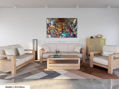 a living room filled with furniture and a painting on the wall