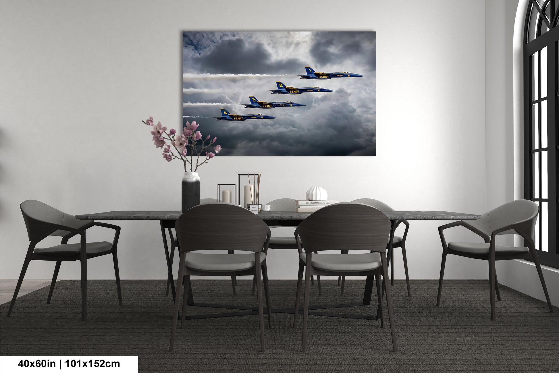 a group of fighter jets flying through a cloudy sky