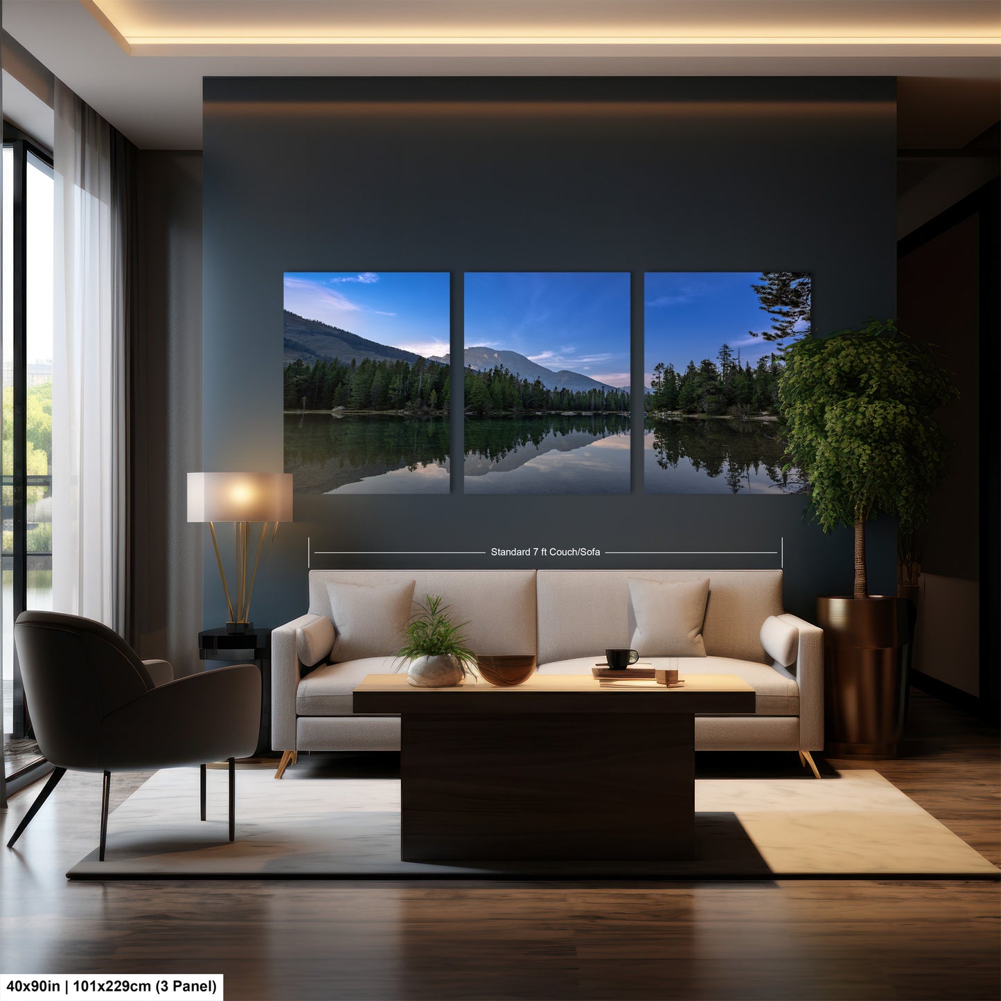 a living room filled with furniture and a large window