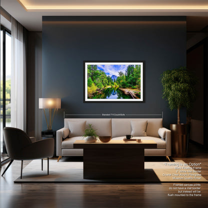 a living room with a couch and a painting on the wall