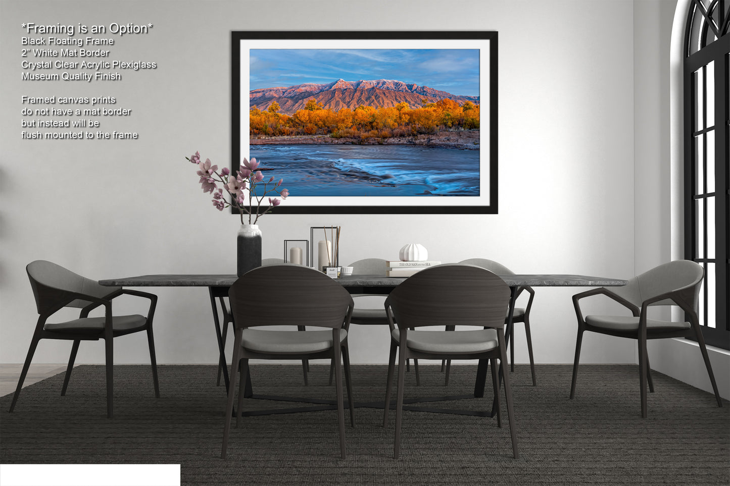 a picture of a dining room with a table and chairs