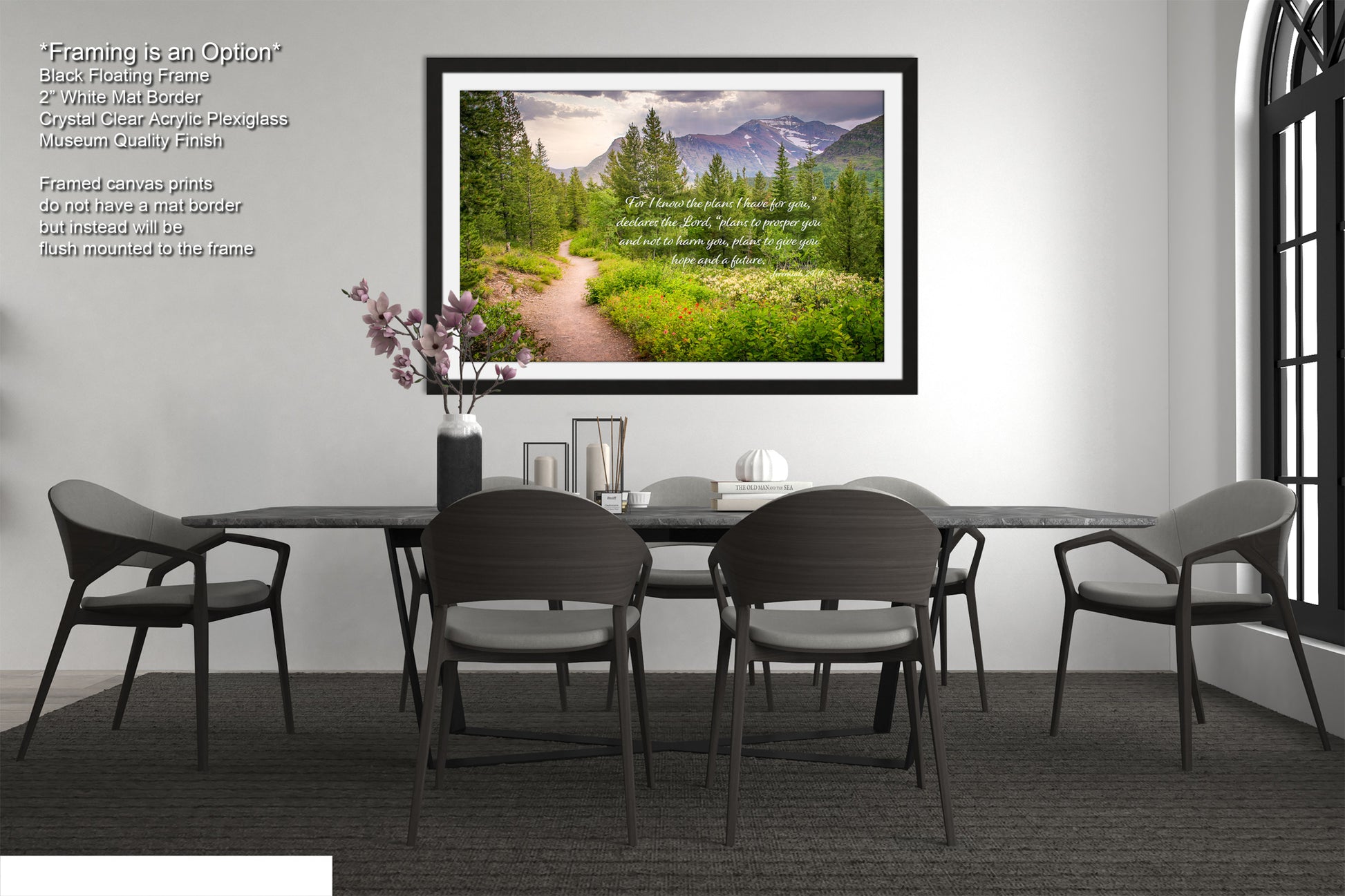 a dining room with a table and chairs