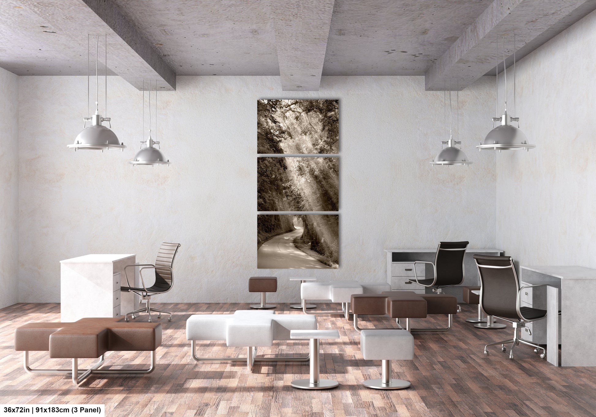 a room with a lot of chairs and a desk