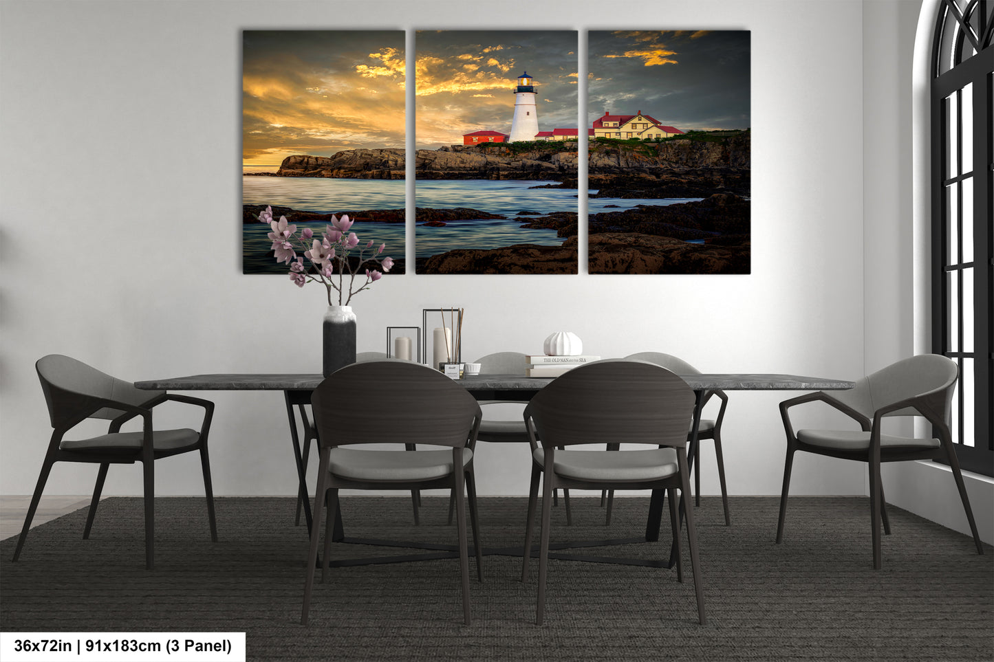 a dining room with a table and chairs