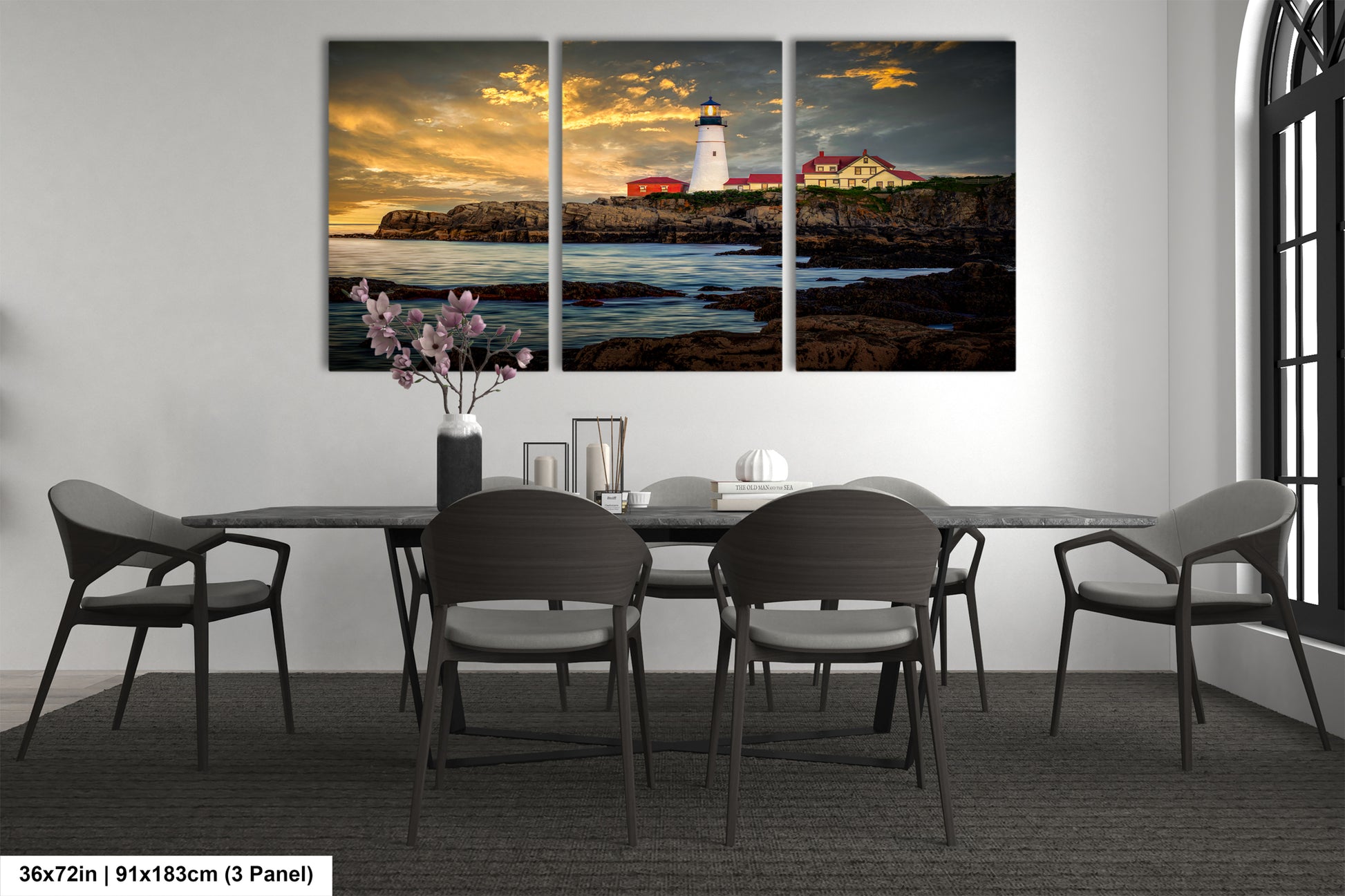 a dining room with a table and chairs