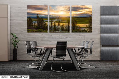 a dining room with a table and chairs