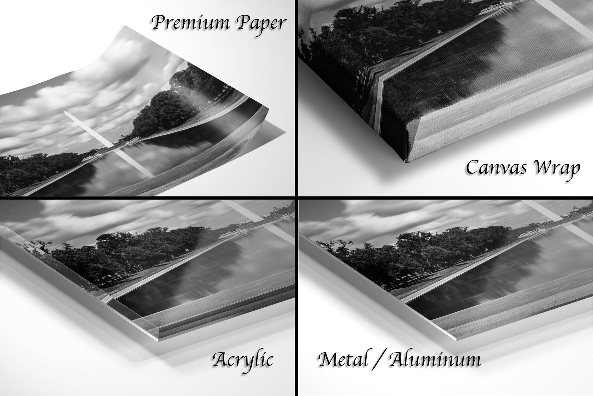 a series of four photographs of a landscape