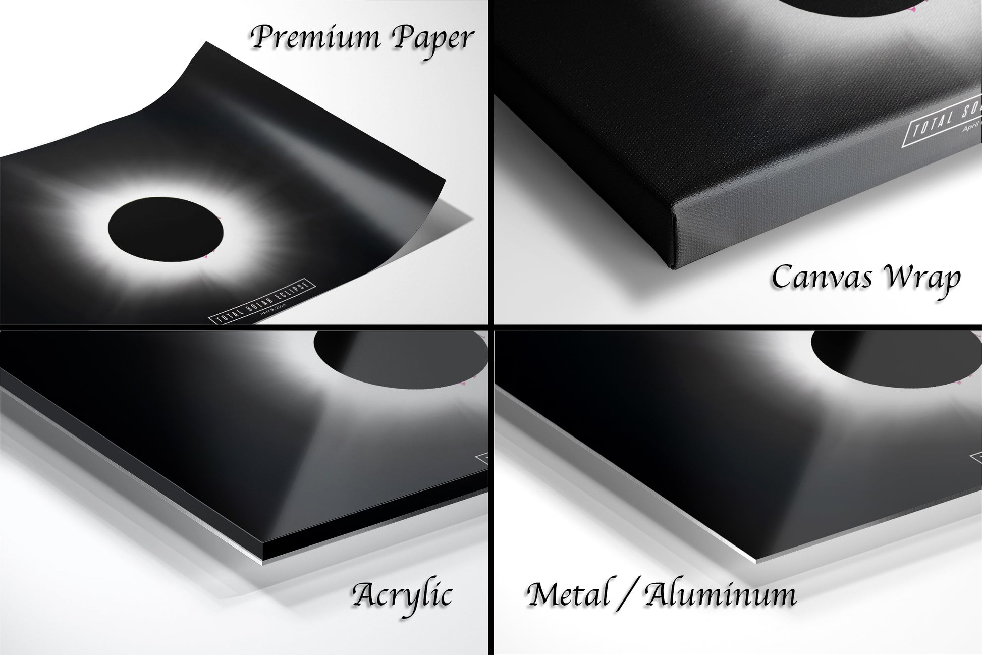 four different views of a black box with a hole in it