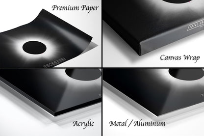 four different views of a black box with a hole in it