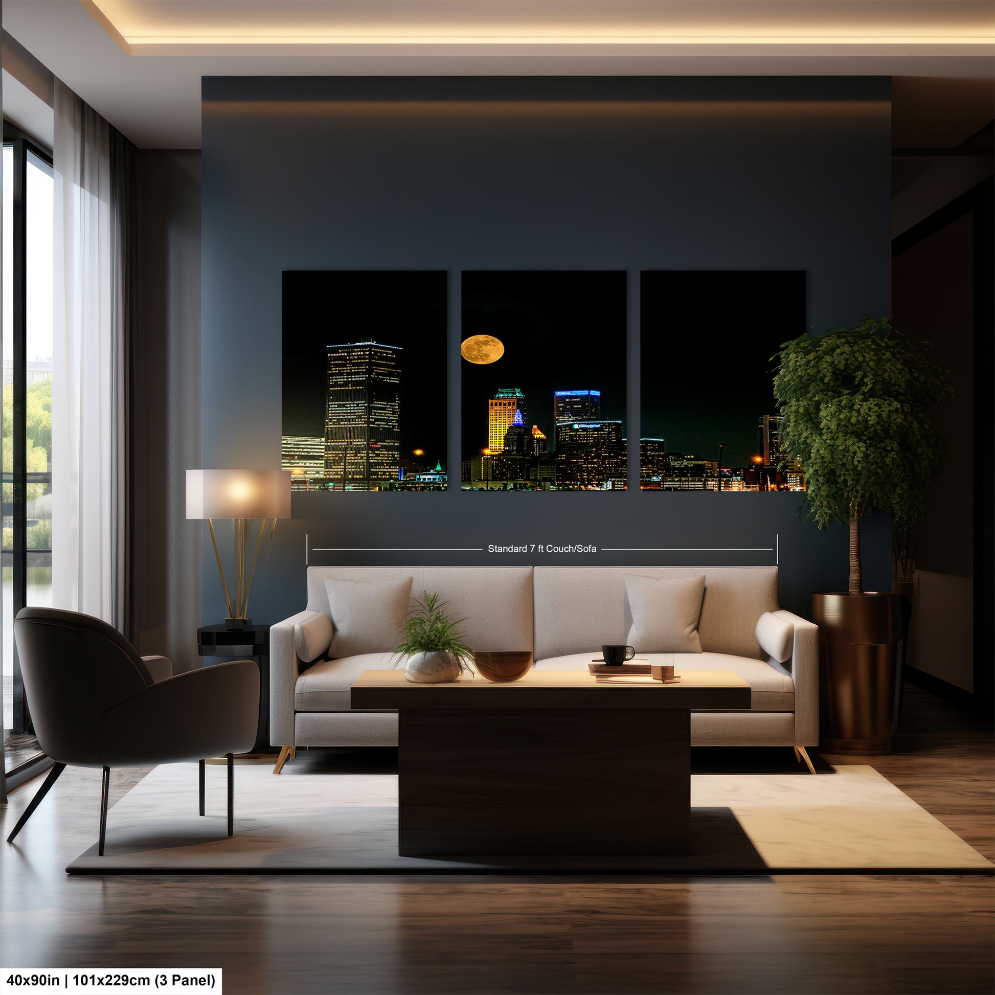 a living room filled with furniture and a large window