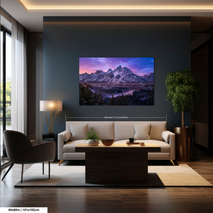 a living room filled with furniture and a painting on the wall