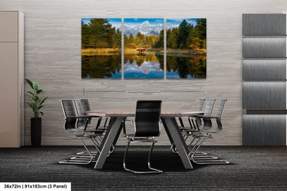 a dining room with a table and chairs