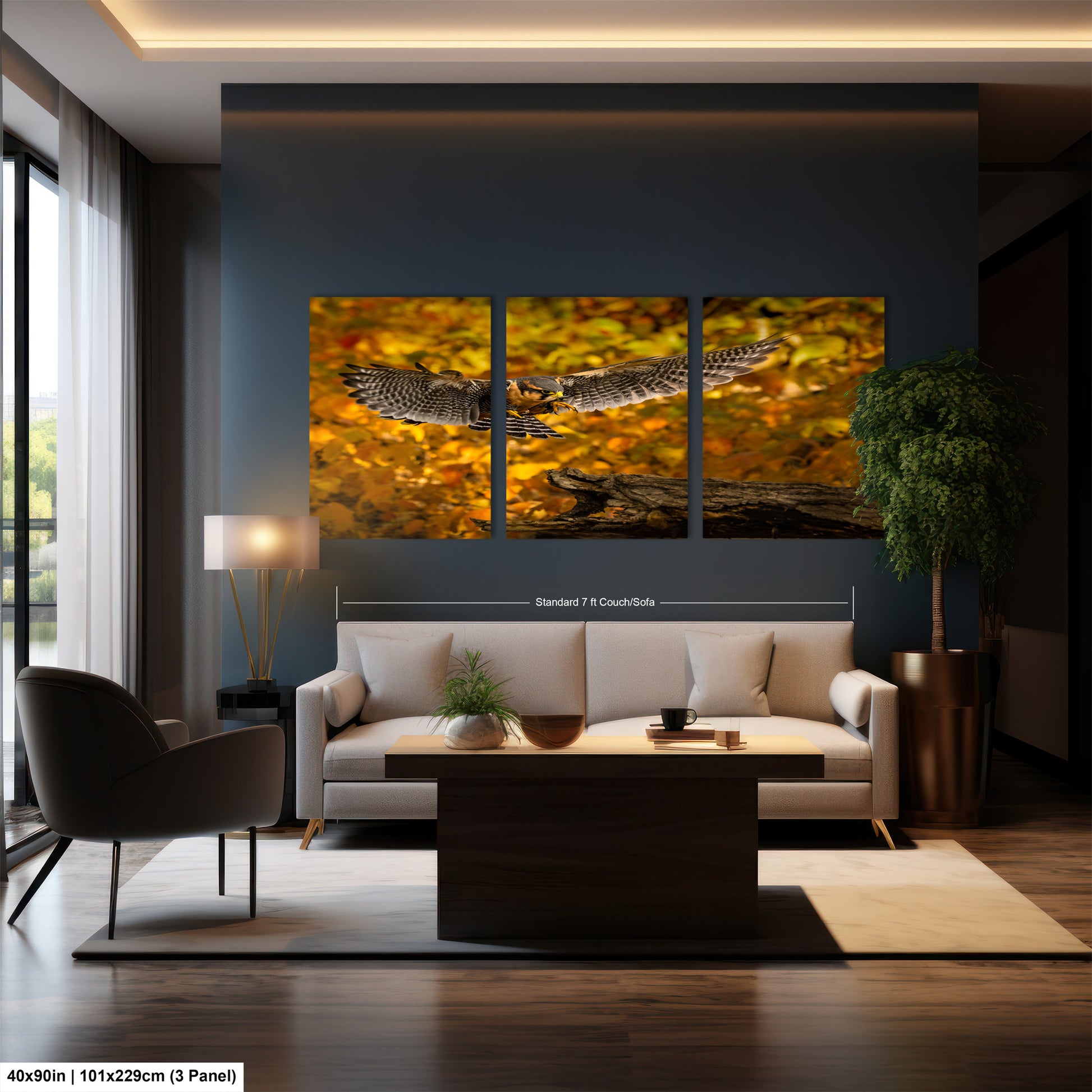 a living room filled with furniture and a painting on the wall