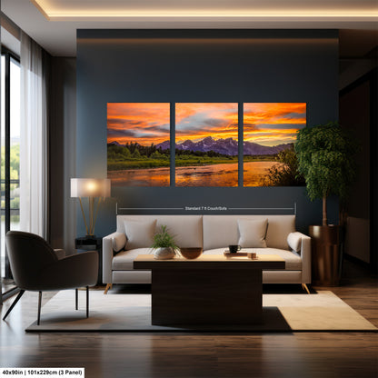 a living room filled with furniture and a painting on the wall
