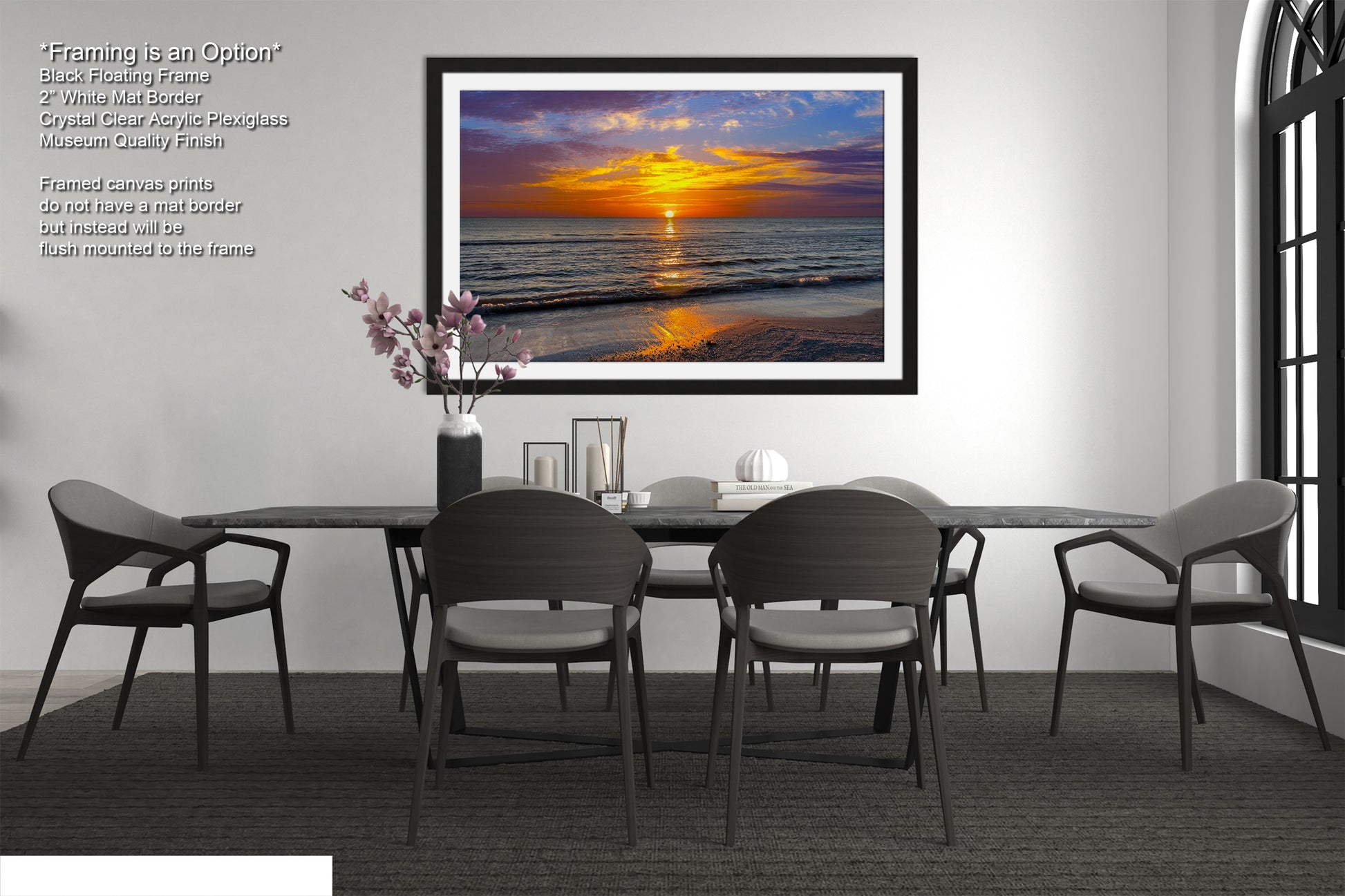 a dining room with a table and chairs