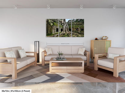 a living room filled with furniture and a painting on the wall