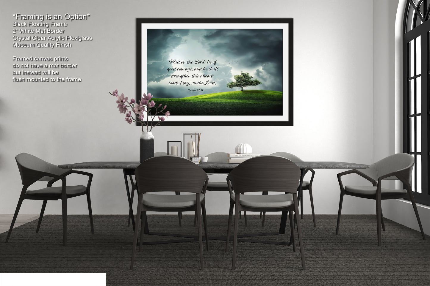 a picture of a table with chairs and a vase of flowers
