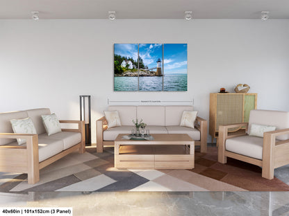 a living room filled with furniture and a painting on the wall