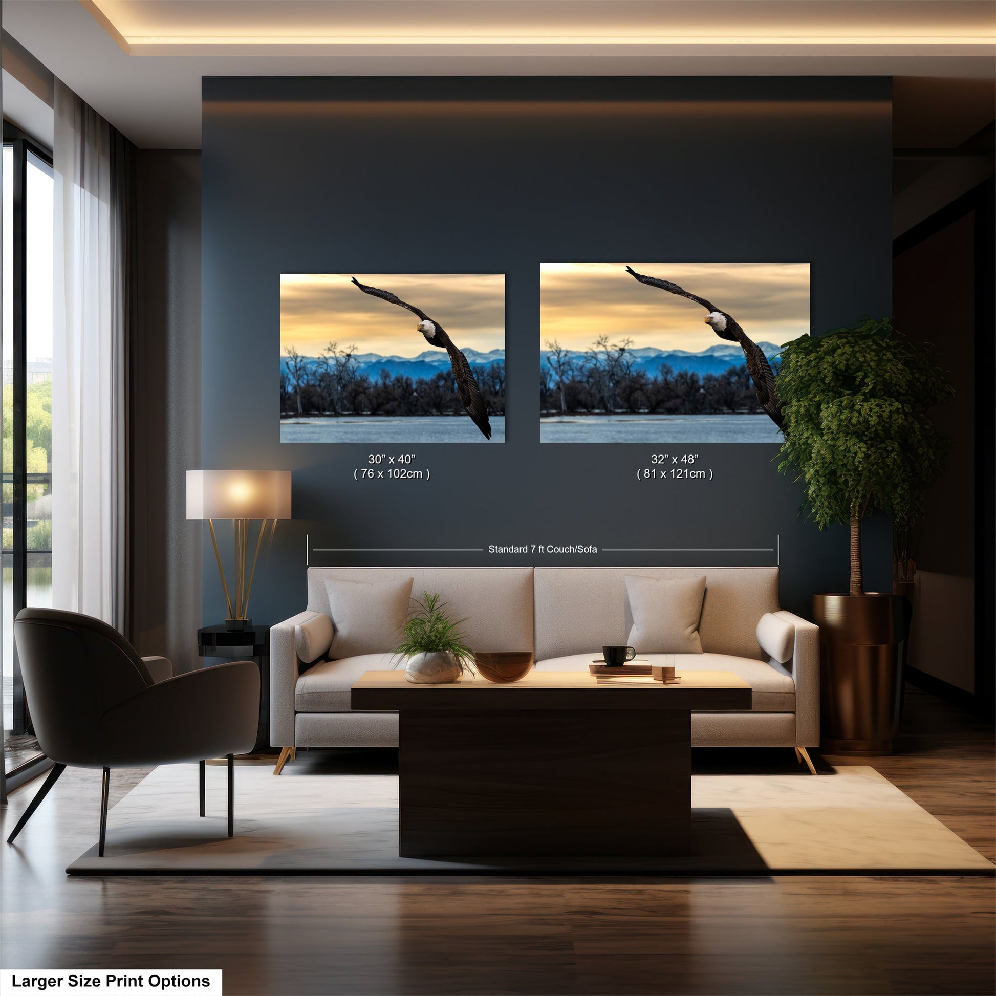 a living room filled with furniture and a painting on the wall
