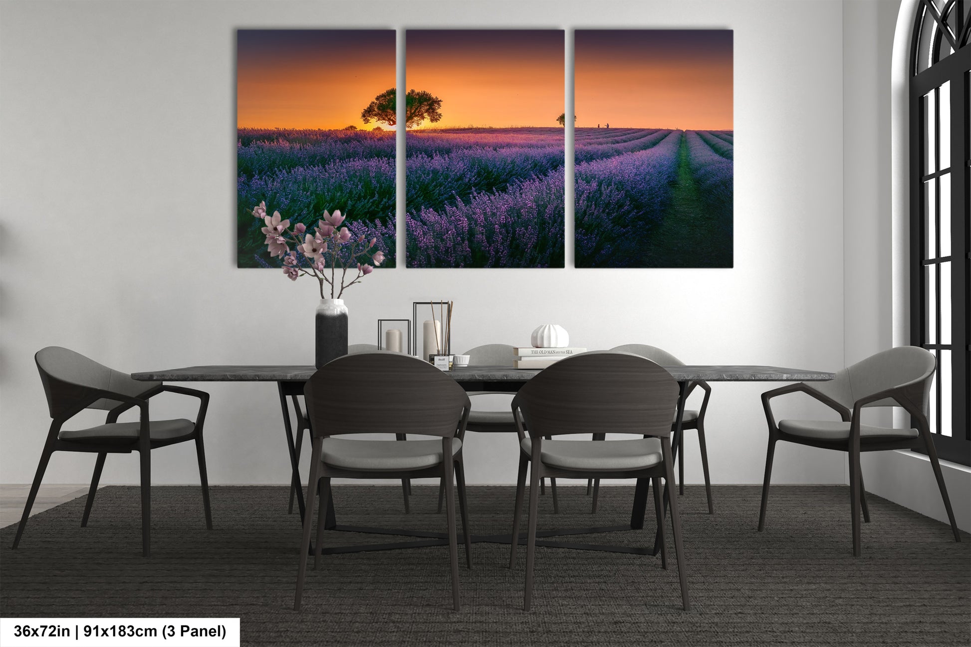 a dining room with a table and chairs