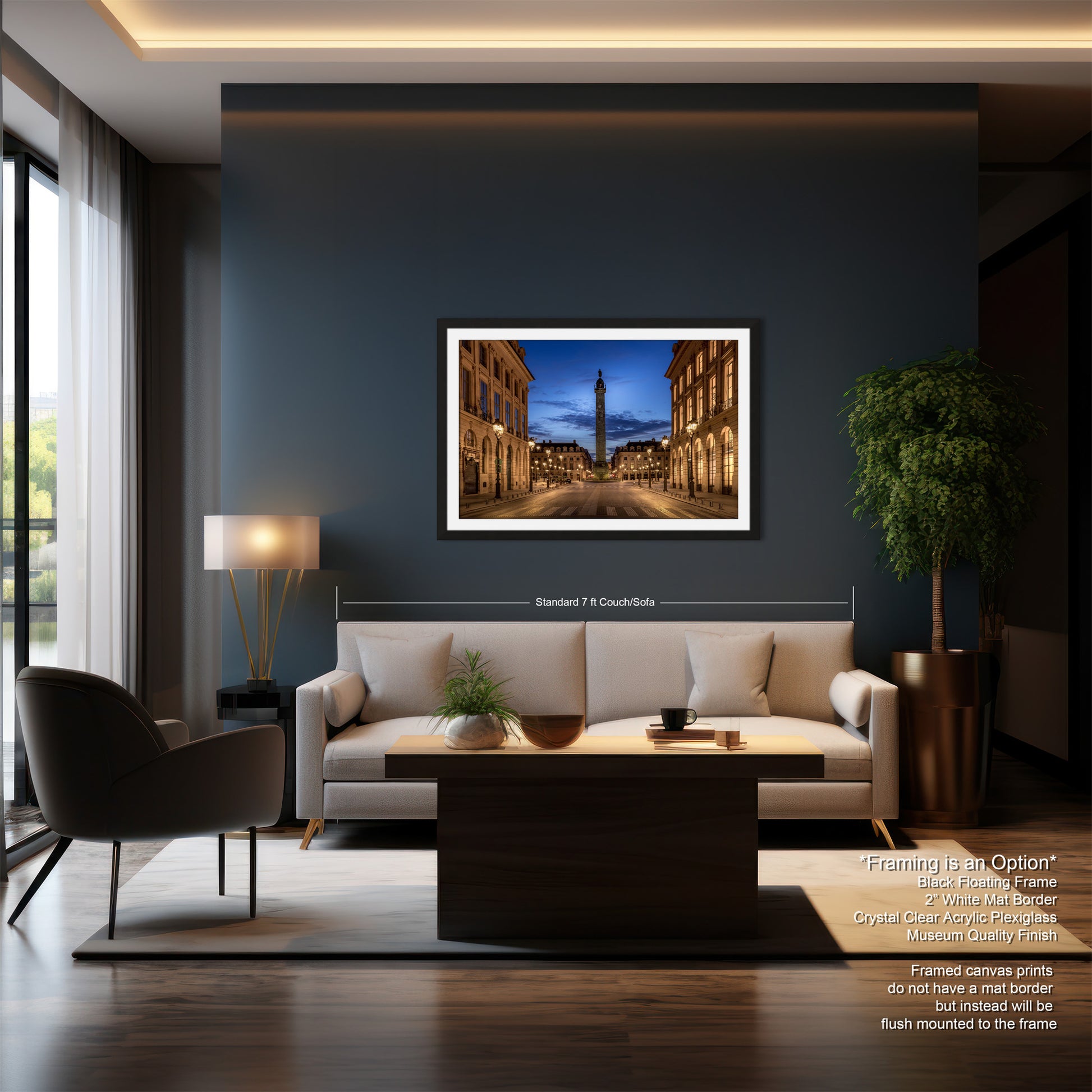 a living room with a couch and a table