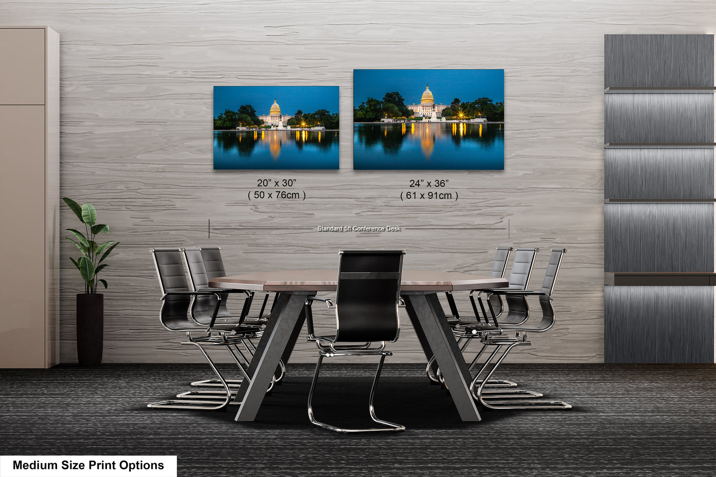 a dining room table with chairs next to a wall