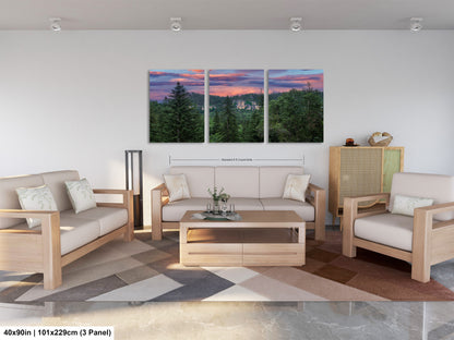 a living room filled with furniture and a painting on the wall
