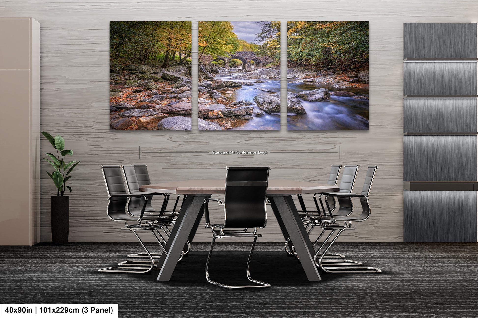 a dining room table with chairs and a painting on the wall