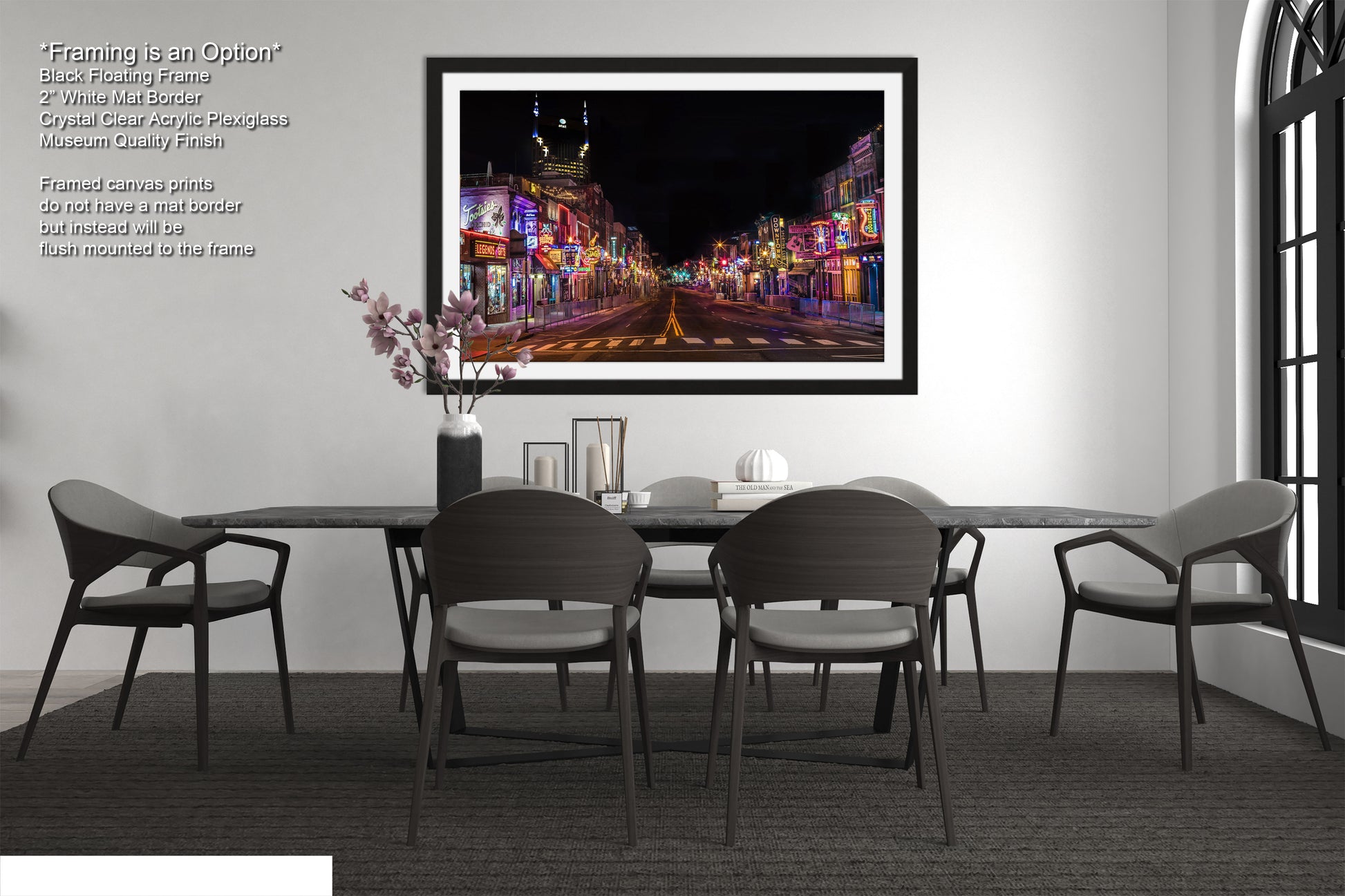 a dining room with a table and chairs