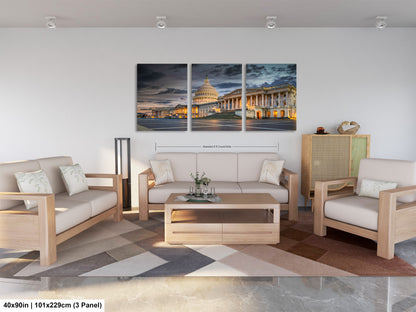a living room filled with furniture and a painting on the wall