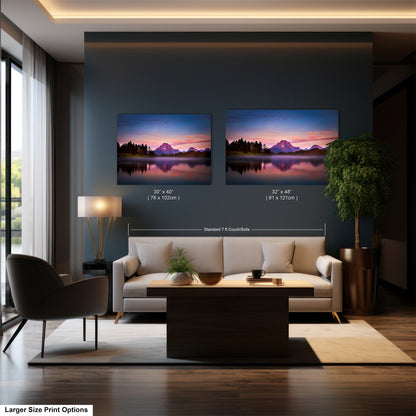 a living room filled with furniture and a painting on the wall
