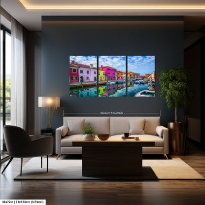 a living room filled with furniture and a painting on the wall