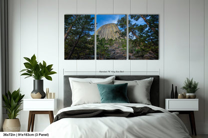 a bedroom scene with focus on the bed