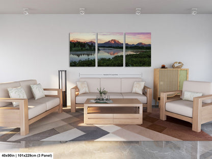 a living room filled with furniture and a painting on the wall