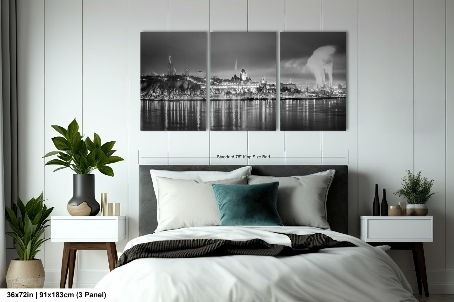 a black and white photo of a bedroom