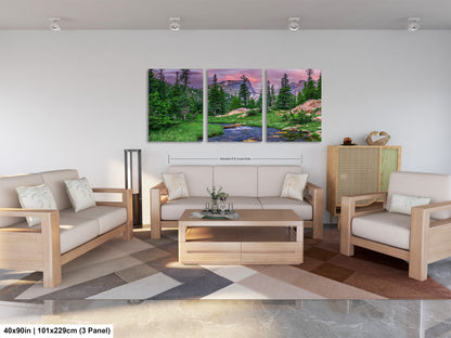 a living room filled with furniture and a painting on the wall