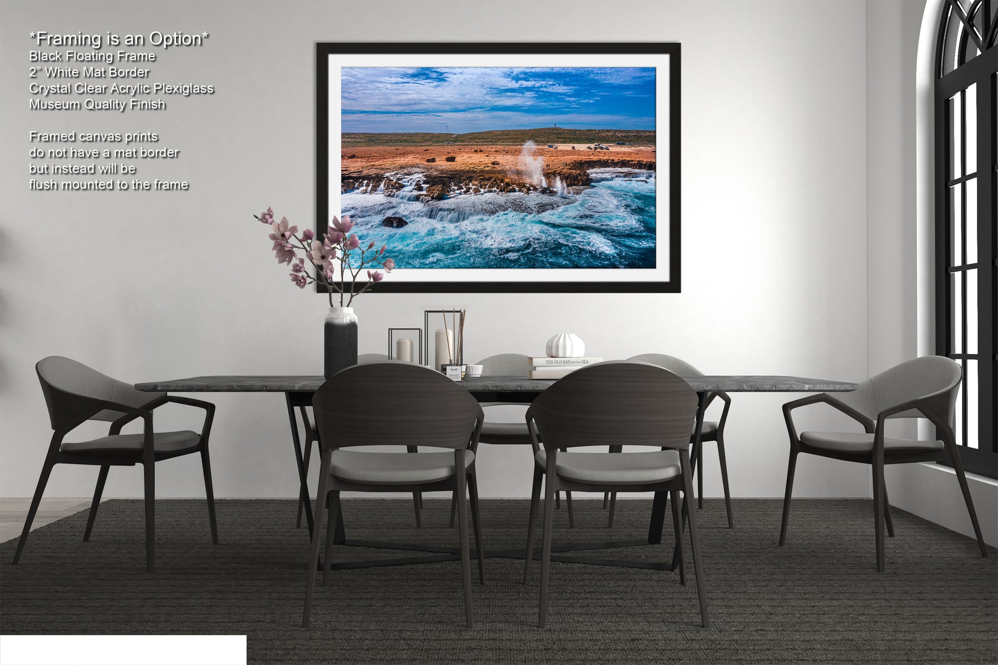 a picture of a dining room with a table and chairs