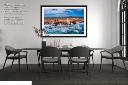 a picture of a dining room with a table and chairs