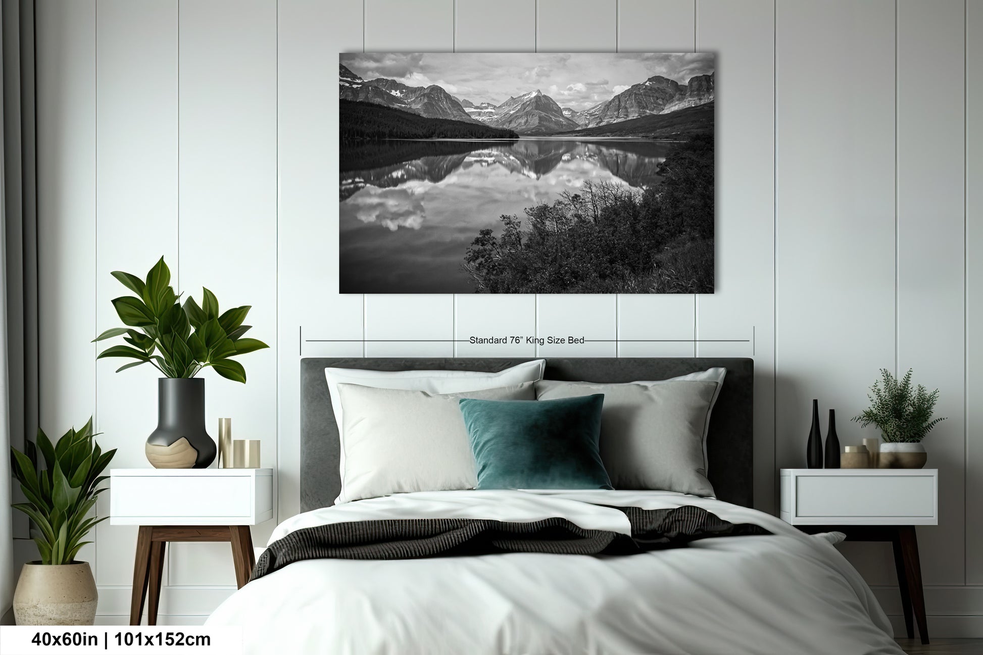 a black and white photo of a bedroom with a bed