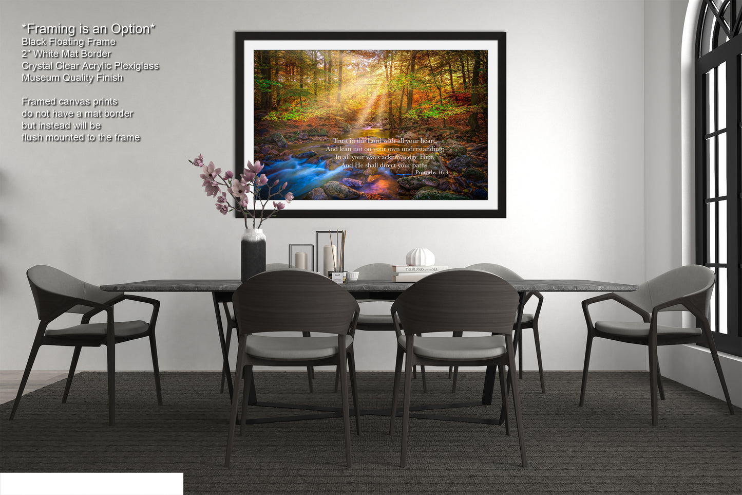 a picture of a dining room with a table and chairs