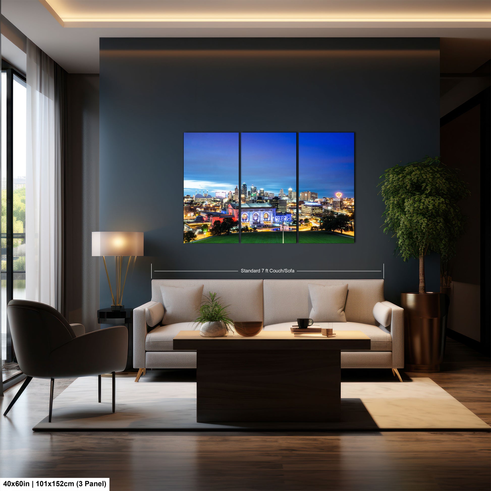 a living room with a couch and a coffee table
