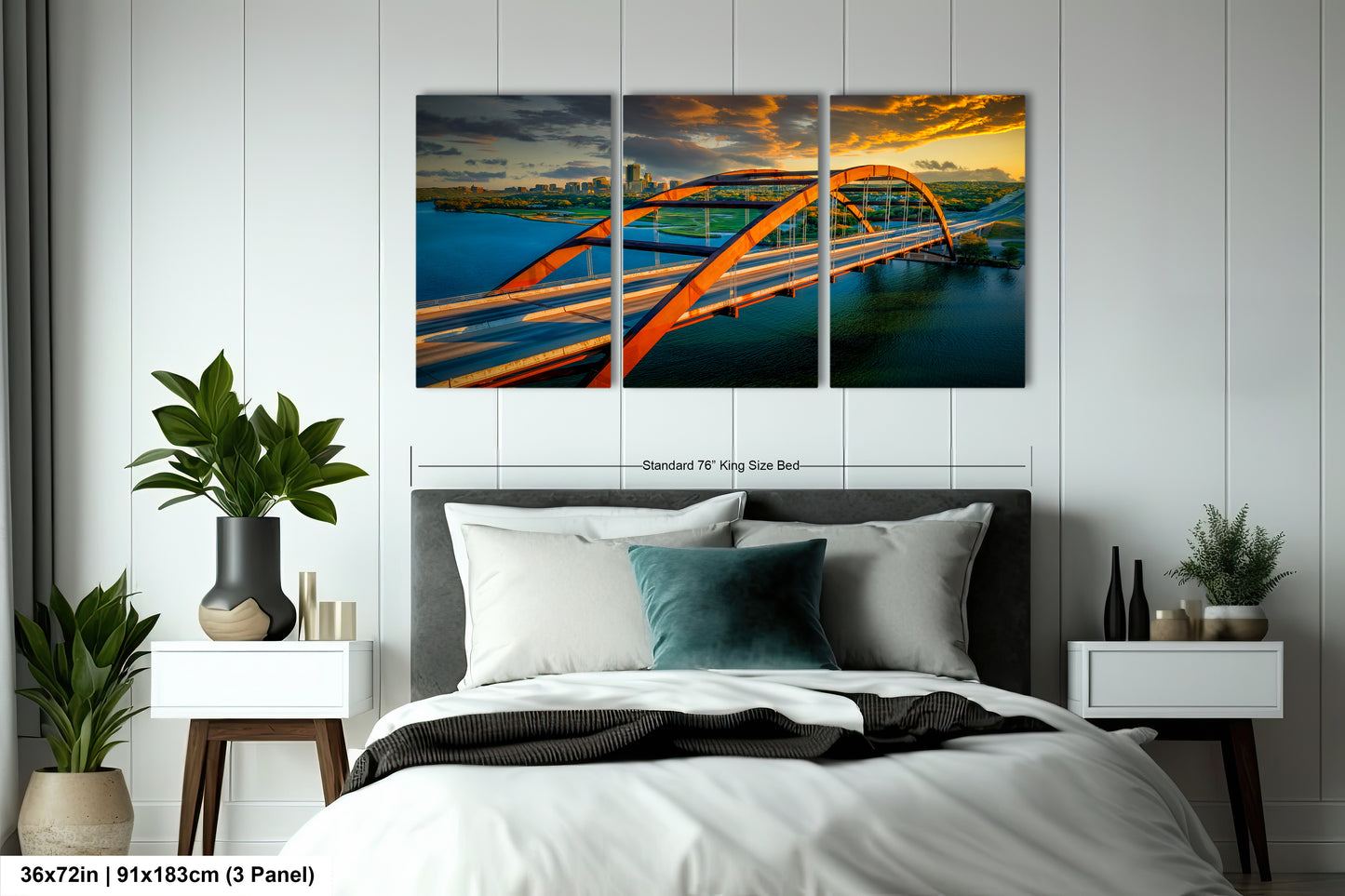 a bedroom scene with focus on the bed