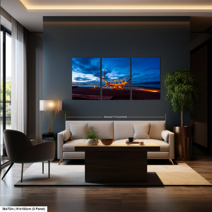 a living room filled with furniture and a painting on the wall