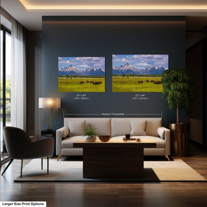 a living room filled with furniture and a painting on the wall