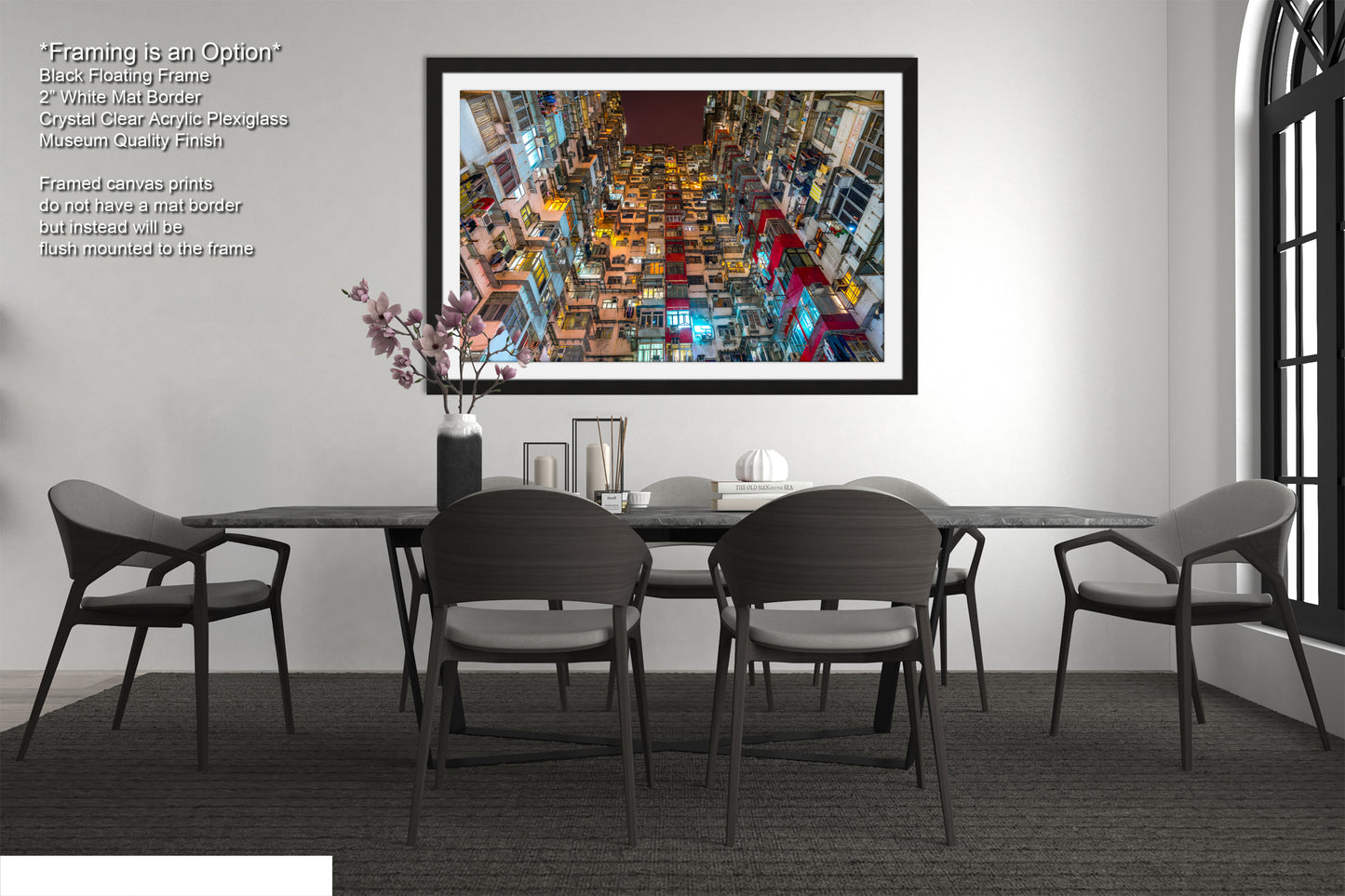 a picture of a dining room with a table and chairs