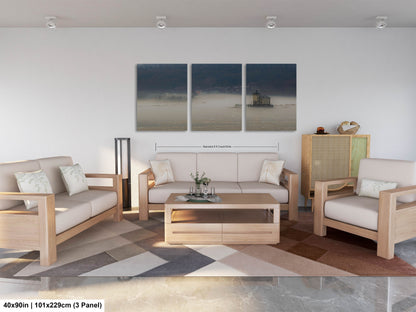a living room filled with furniture and a painting on the wall